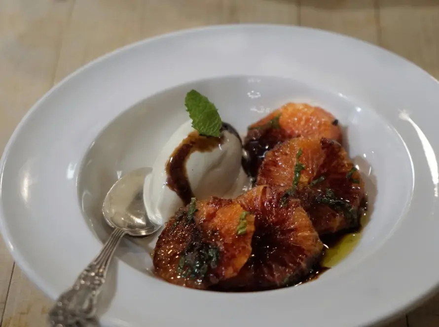 Oranges with Vanilla Gelato and Balsamic Vinegar