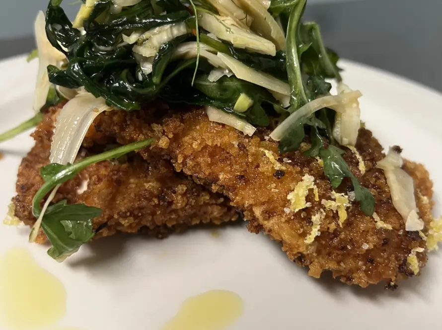 Crispy Chicken Cutlets with an Arugula and Fennel Salad